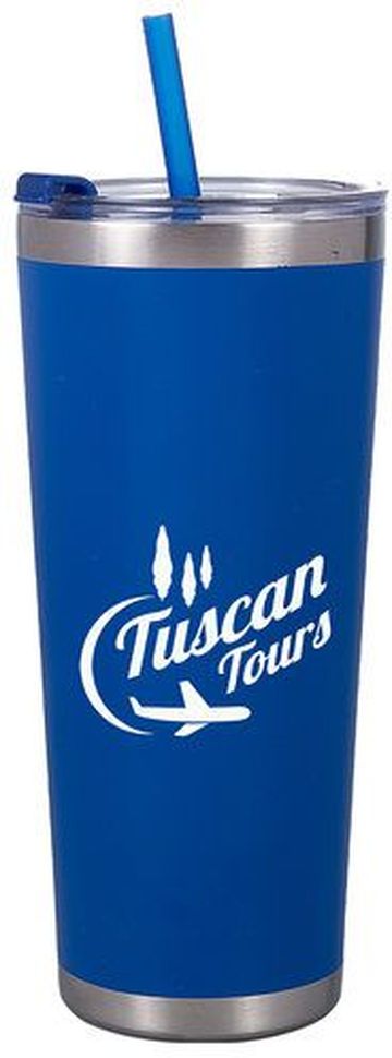 20oz All Season Stainless Steel Double Wall Vacuum Tumbler With Straw -  9.05" H x 2.75" Diameter